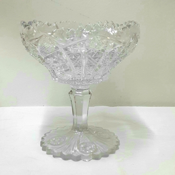 unbranded Other - Vintage 'cut' pressed glass compote stemmed candy dish FREE or bundle 3/18